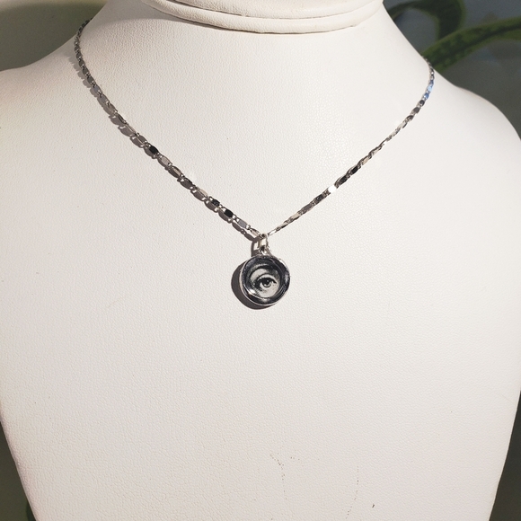 EVIL EYE PROTECTION ANTIQUE ART Choker Necklace Dainty 925 SILVER FORNASETTI - Picture 4 of 5